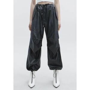 ALEXANDER WANG Womens Pants Size 6 Black Faux Leather Baggy Loose PAPERY